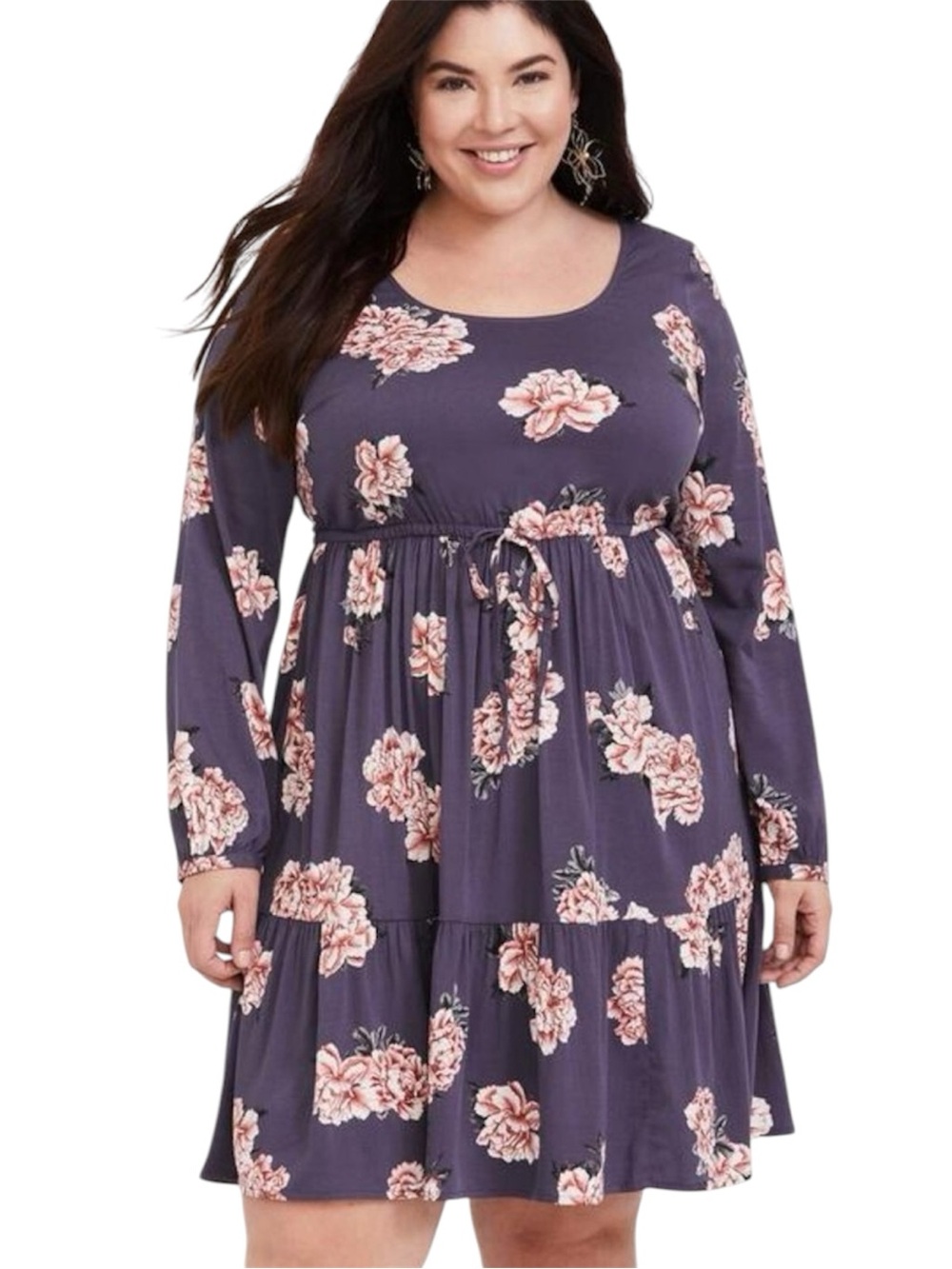 Torrid Floral LongSleeve Mini Challis Tiered Skater Dress Size 2X (Torrid 2)